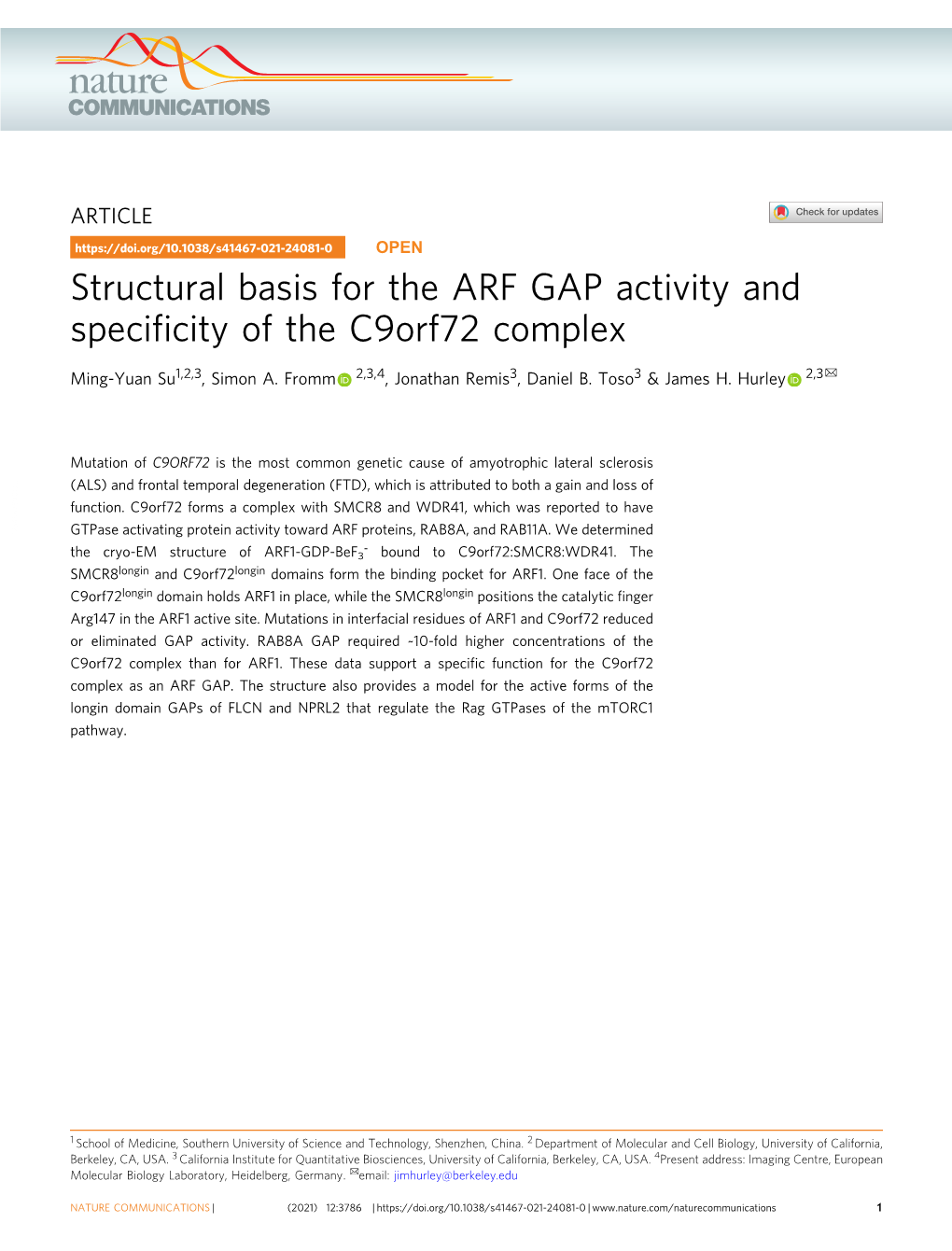 Structural Basis for the ARF GAP Activity and Specificity Of