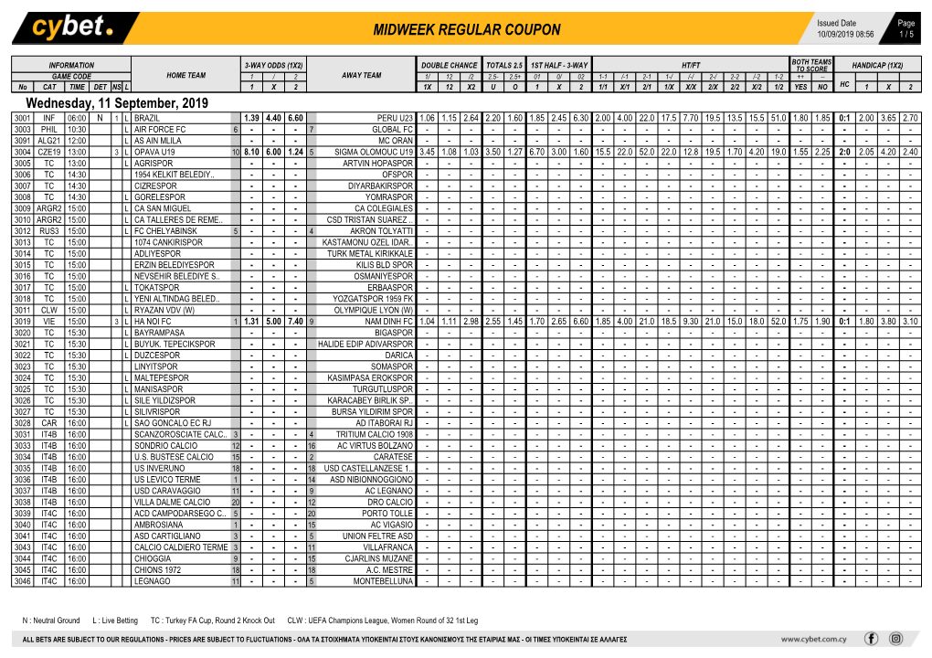 Midweek Regular Coupon 10/09/2019 08:56 1 / 5