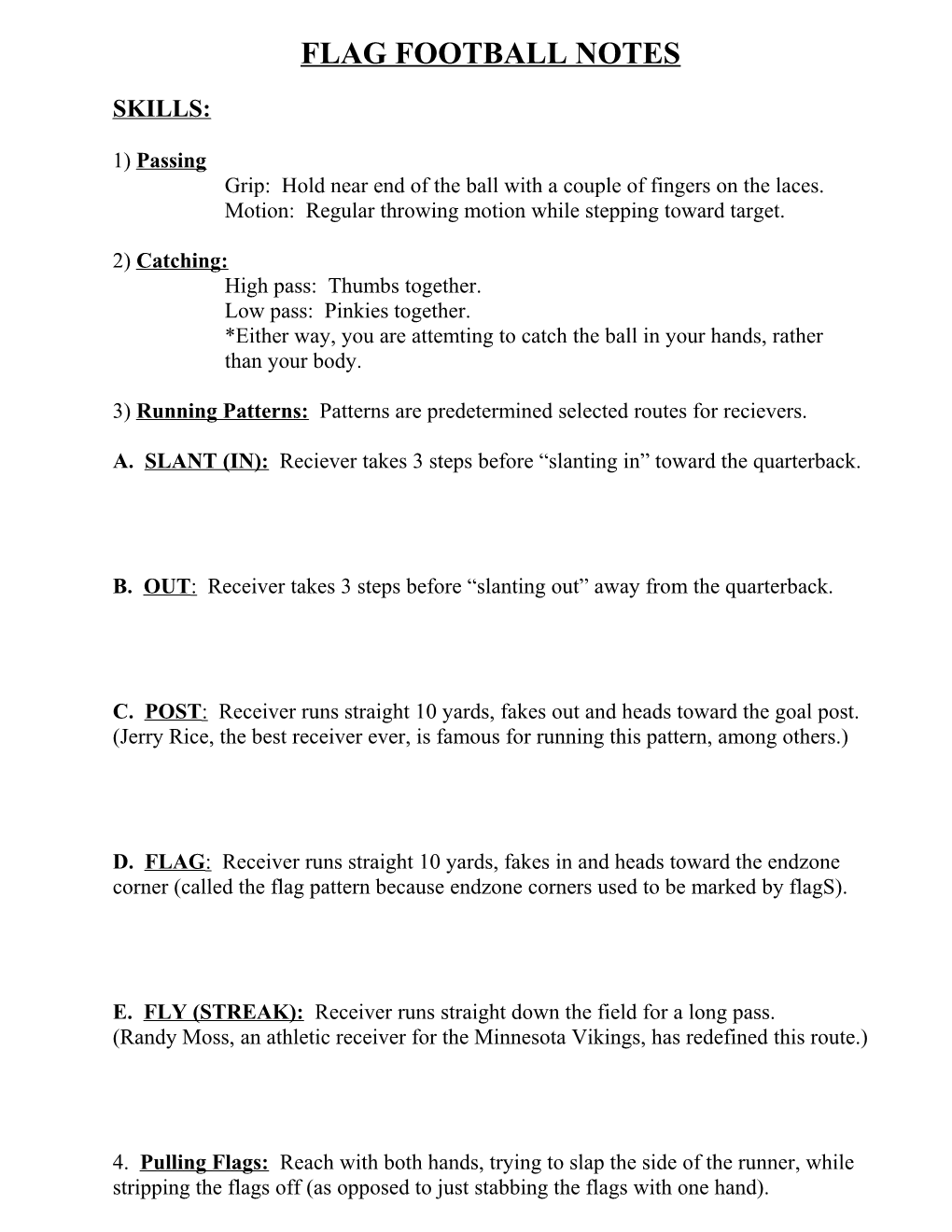 Flag Football Notes