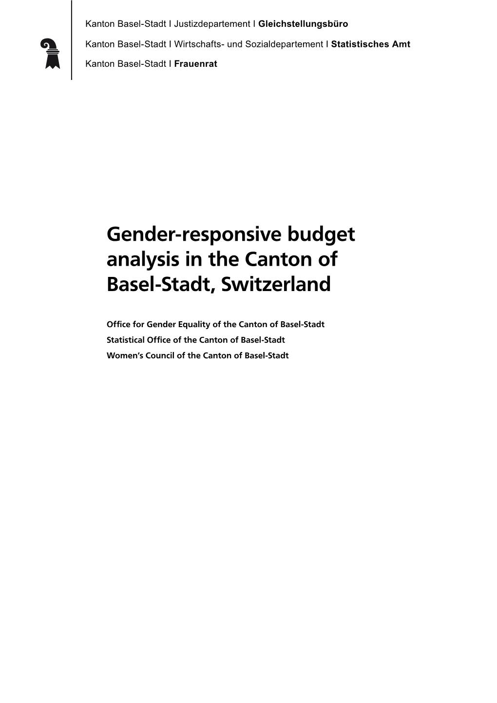 Gender-Responsive Budget Analysis in the Canton of Basel-Stadt, Switzerland