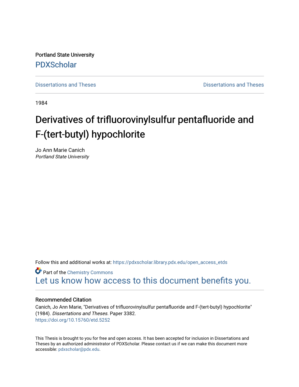 Derivatives of Trifluorovinylsulfur Pentafluoride and F-(Tert-Butyl) Hypochlorite