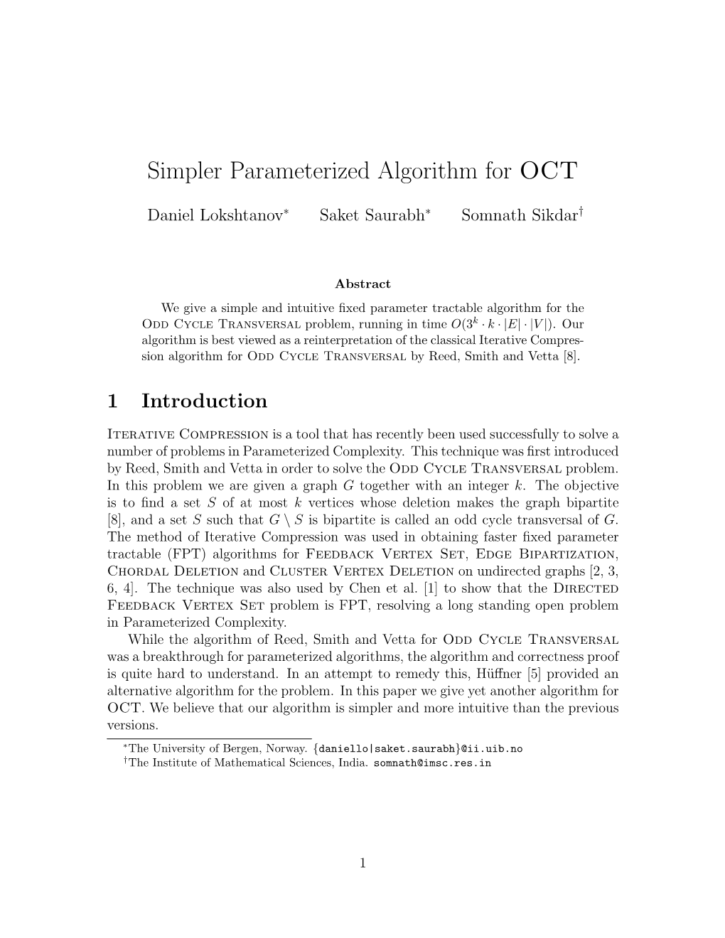 Simpler Parameterized Algorithm for OCT