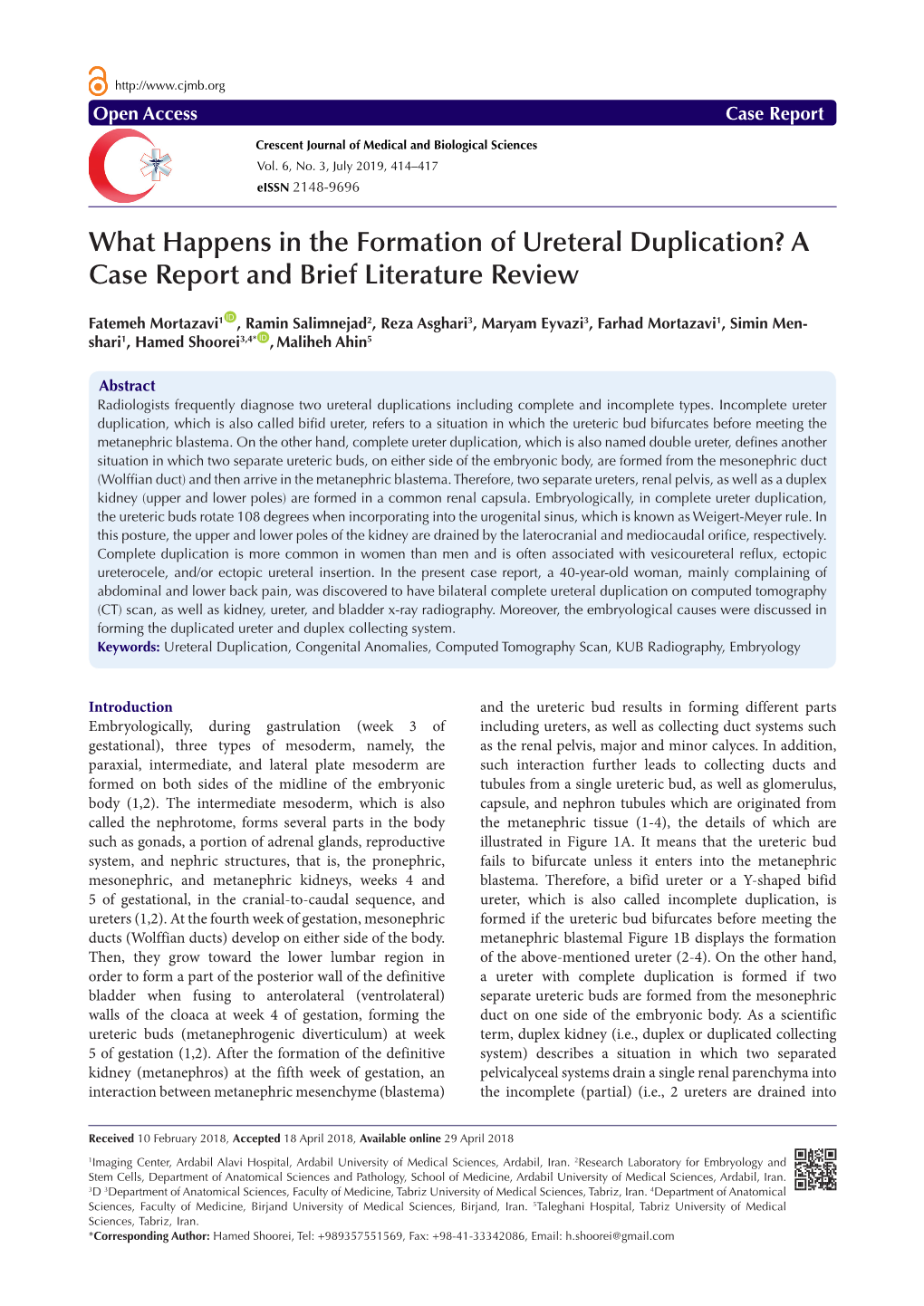 What Happens in the Formation of Ureteral Duplication? a Case Report and Brief Literature Review