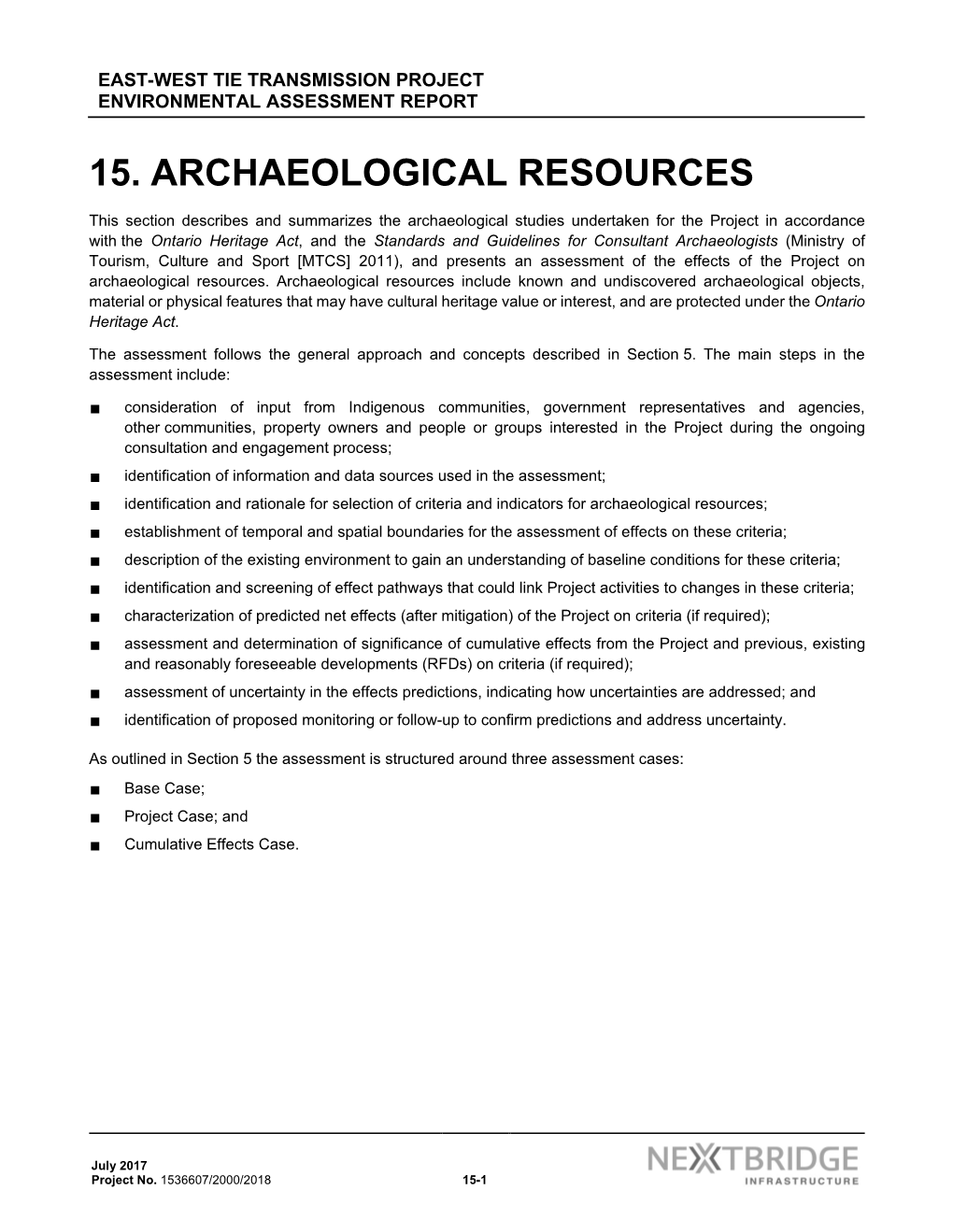 Environmental Assessment Report for the East‑West Tie Transmission Project