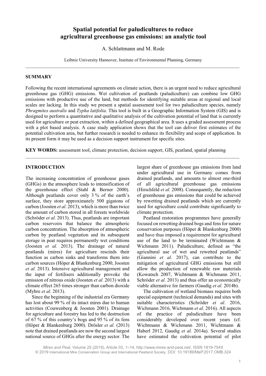 Spatial Potential for Paludicultures to Reduce Agricultural Greenhouse Gas Emissions: an Analytic Tool