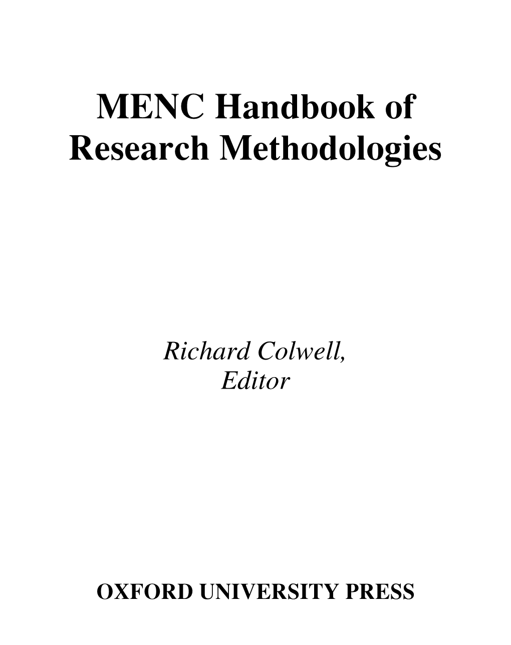 MENC Handbook of Research Methodologies