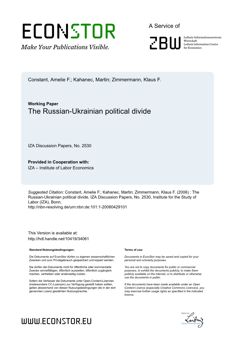 The Russian-Ukrainian Political Divide