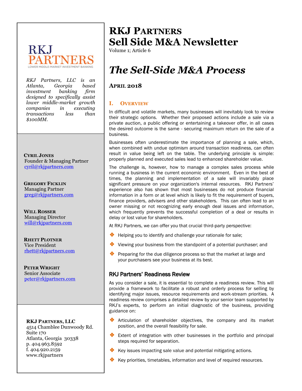 The Sell Side M&A Process