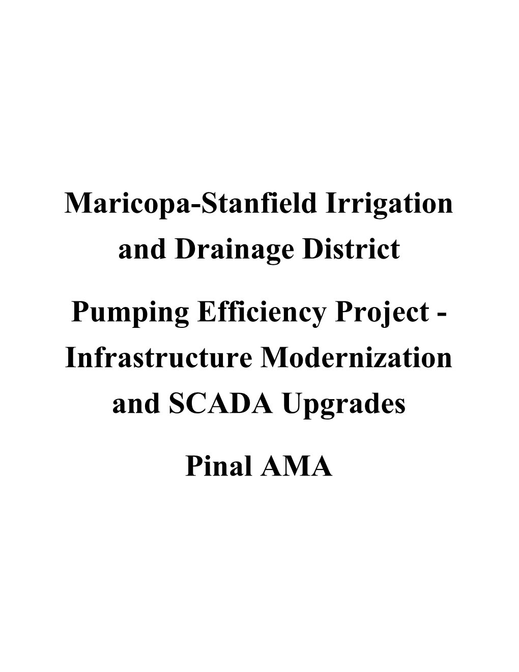 Maricopa-Stanfield Irrigation and Drainage District Pumping