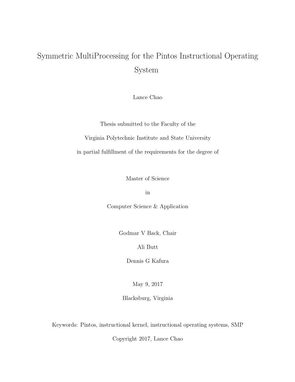 Symmetric Multiprocessing for the Pintos Instructional Operating System