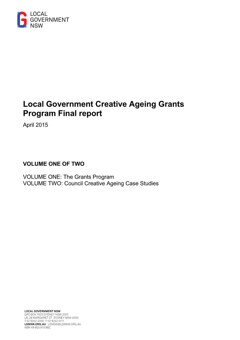 Local Government Creative Ageing Grants Program Final Report