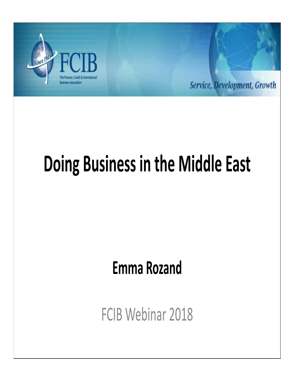 Doing Business in the Middle East