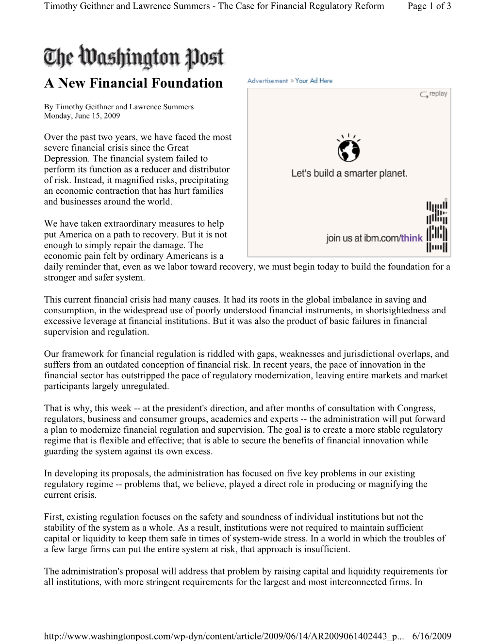 A New Financial Foundation