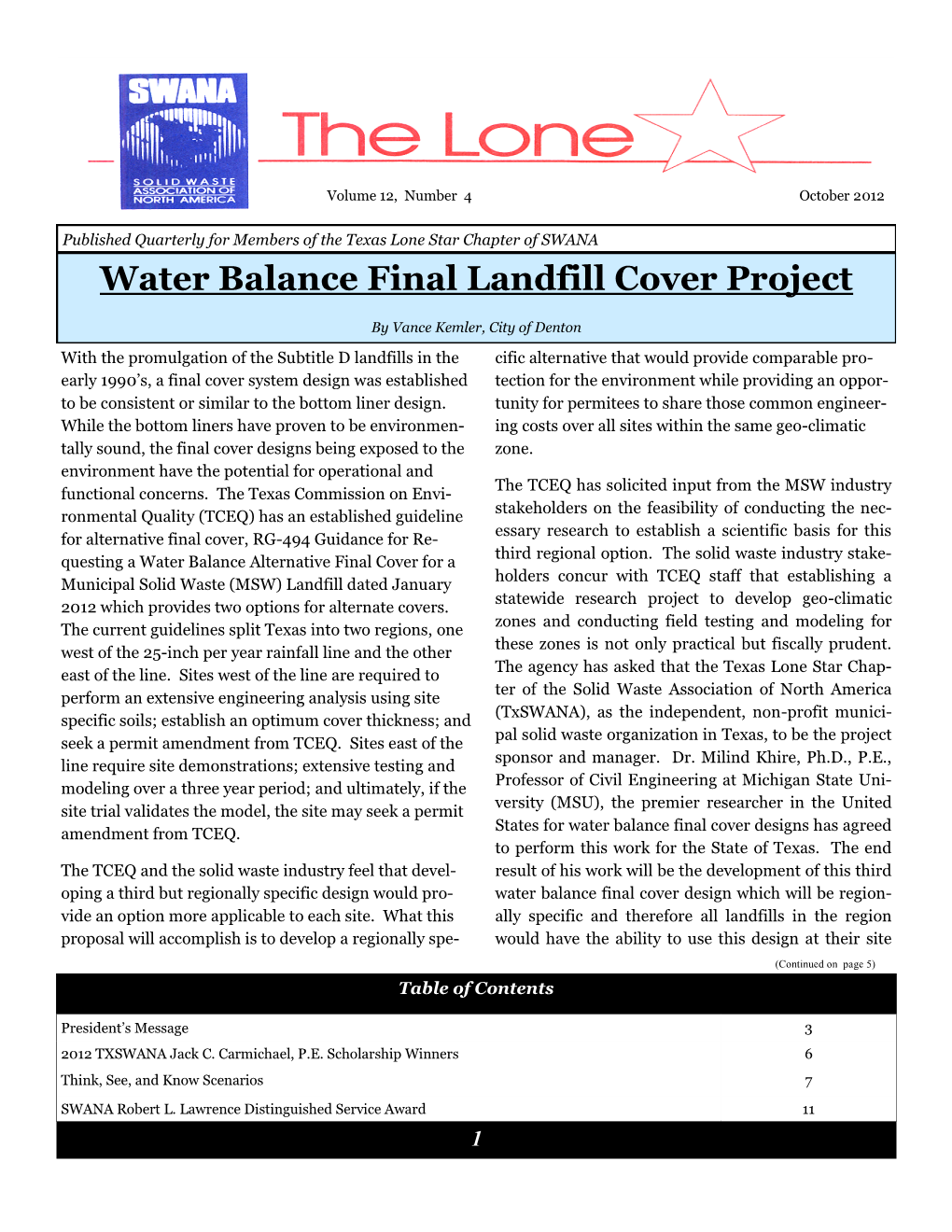 Water Balance Final Landfill Cover Project
