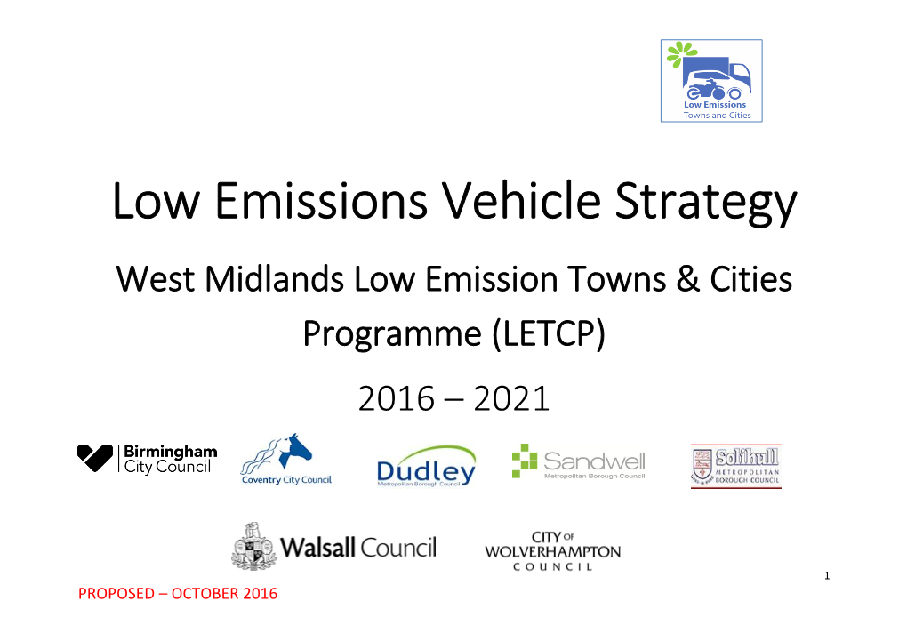 Proposed West Midlands Low Emissions Vehicle Strategy