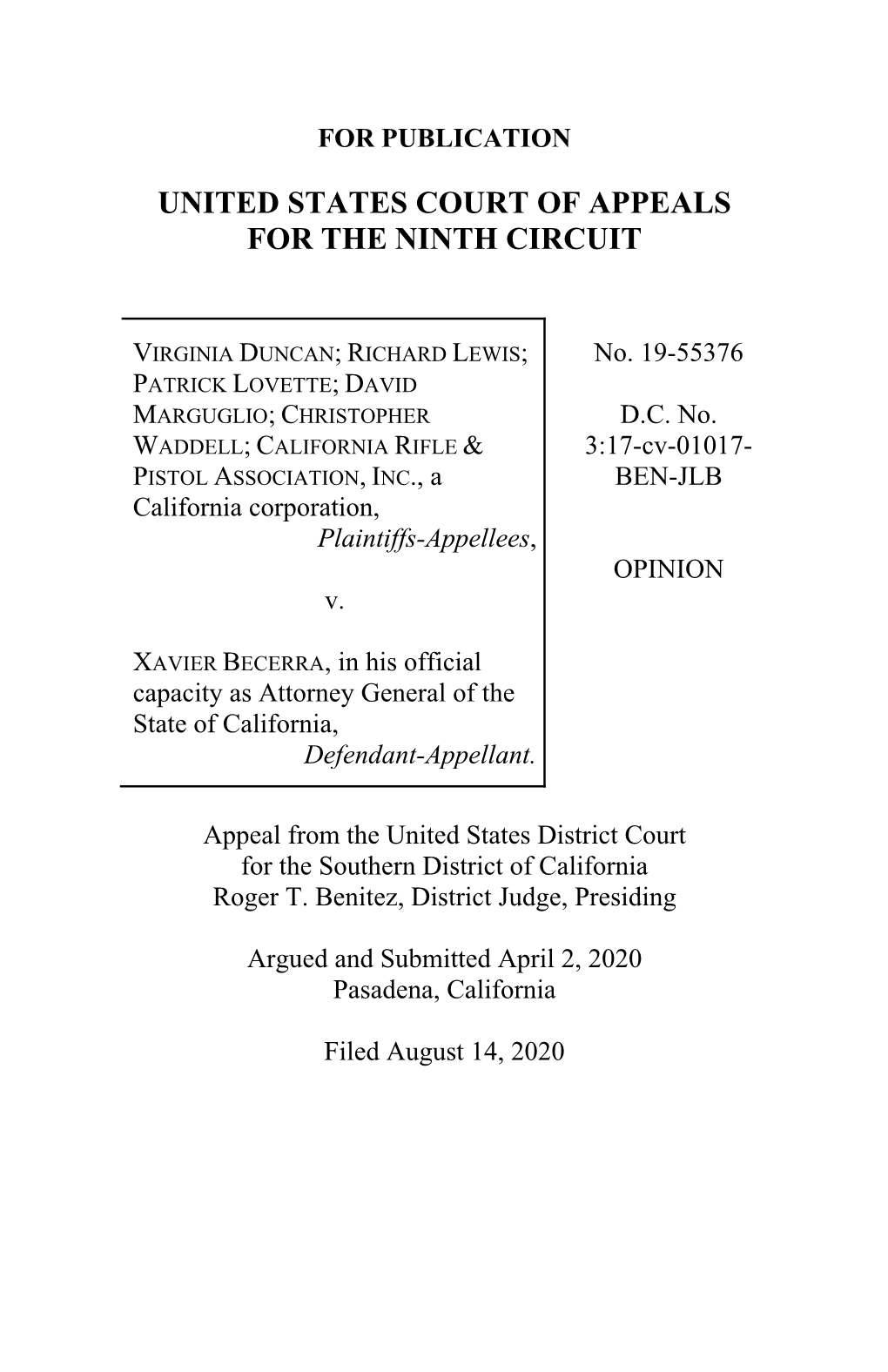 Duncan V. Becerra