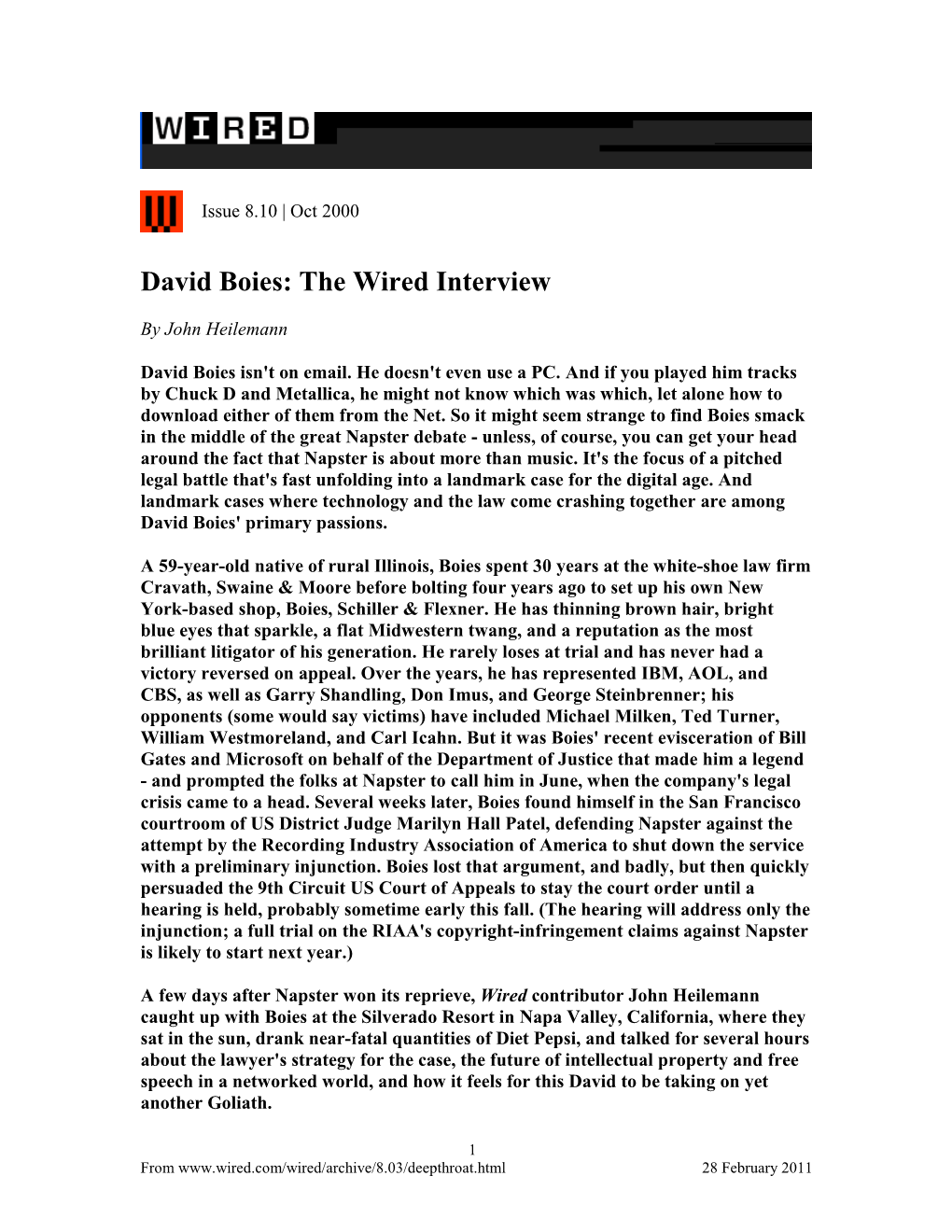 David Boies: the Wired Interview