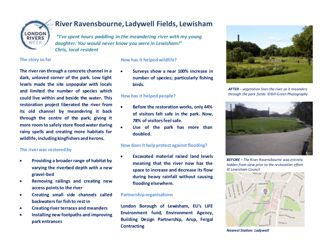 River Ravensbourne, Ladywell Fields, Lewisham