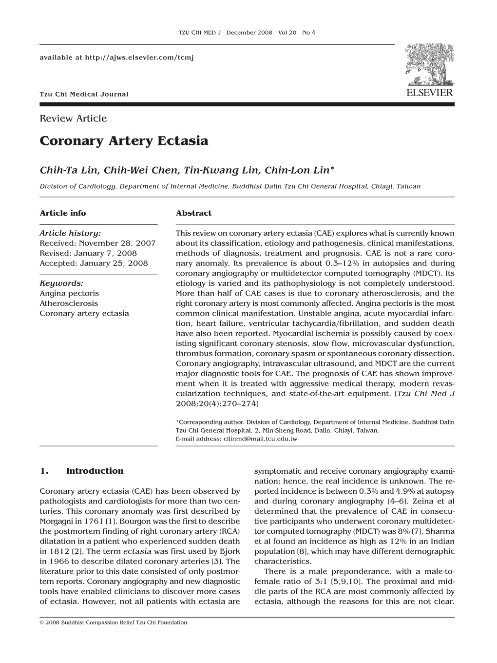 Coronary Artery Ectasia