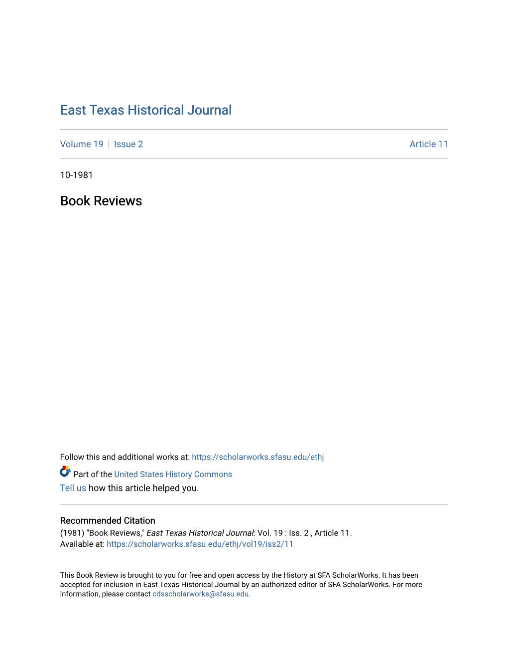 East Texas Historical Journal