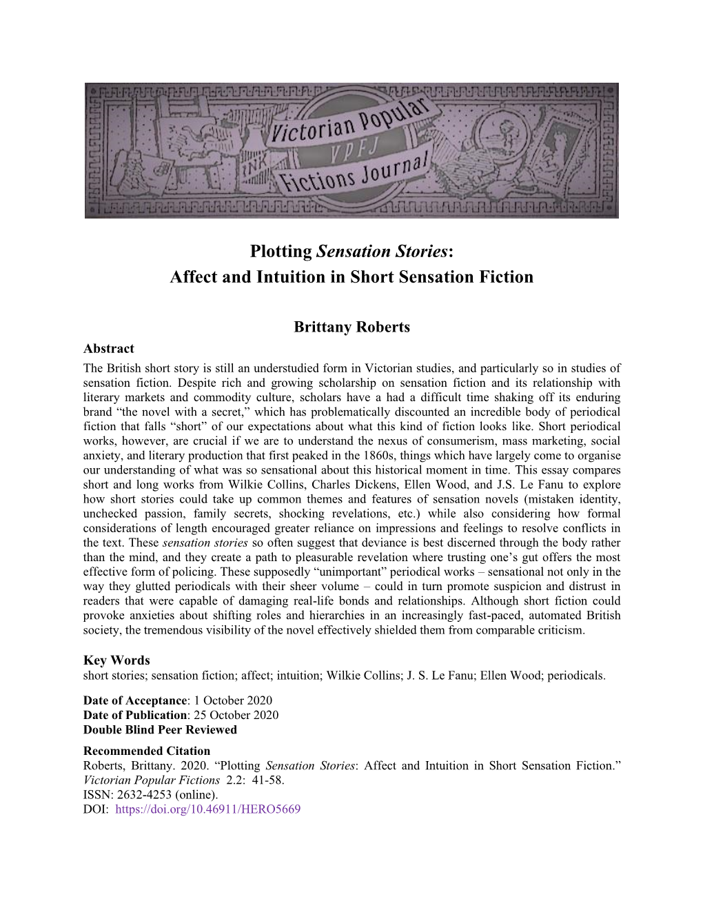 Plotting Sensation Stories: Affect and Intuition in Short Sensation Fiction