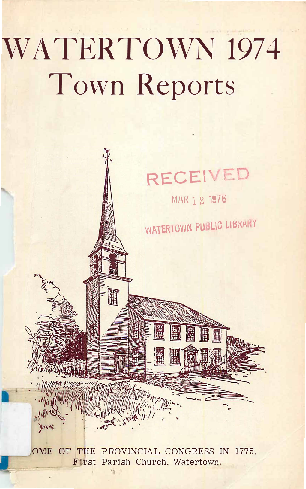 WATERTOWN 1974 Town Reports