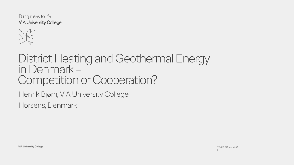 District Heating and Geothermal Energy in Denmark