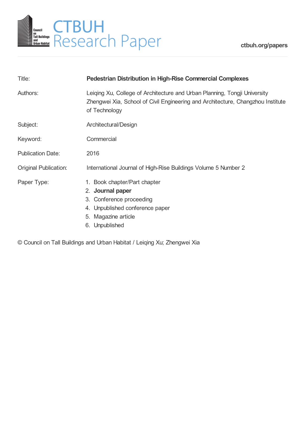 Pedestrian Distribution in High-Rise Commercial Complexes