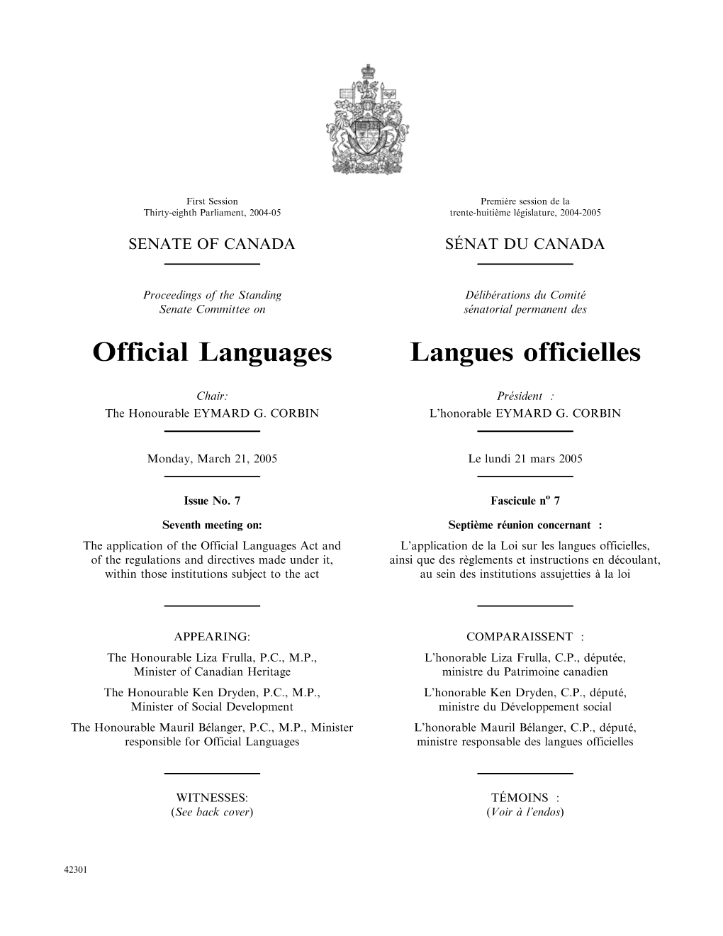 Official Languages Langues Officielles