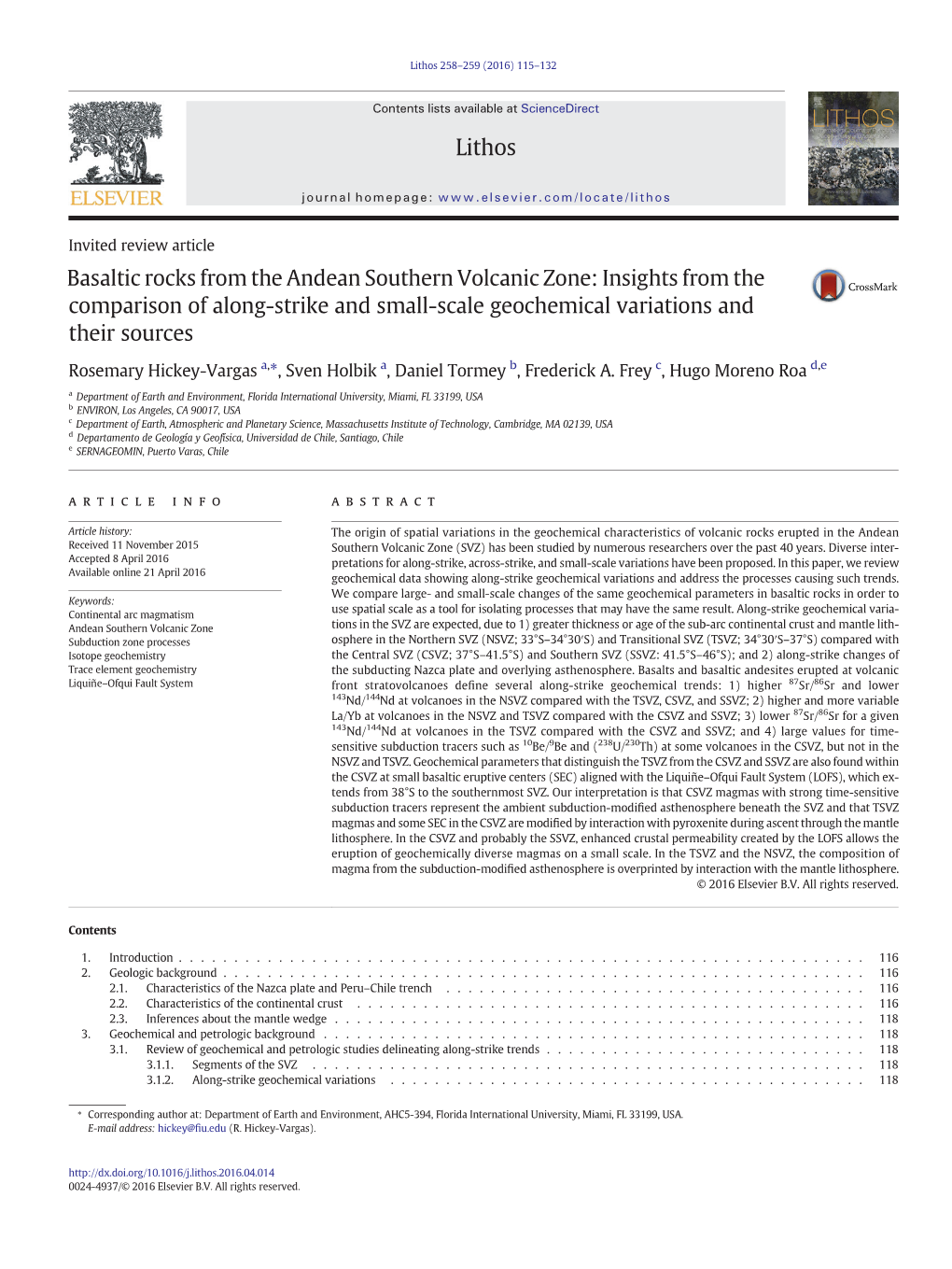 Basaltic Rocks from the Andean Southern Volcanic Zone: Insights from the Comparison of Along-Strike and Small-Scale Geochemical Variations and Their Sources