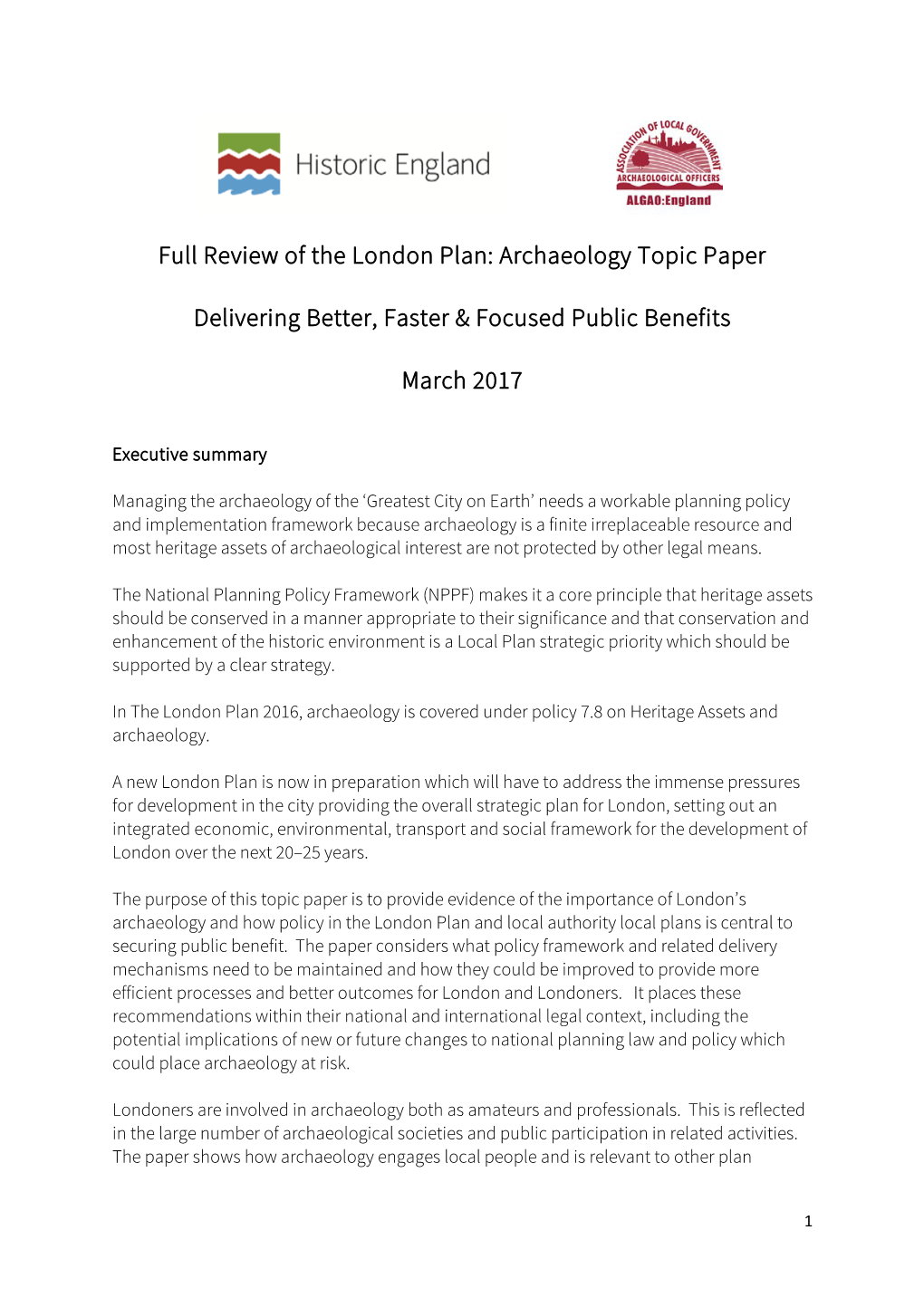 London Plan Archaeology Topic Paper