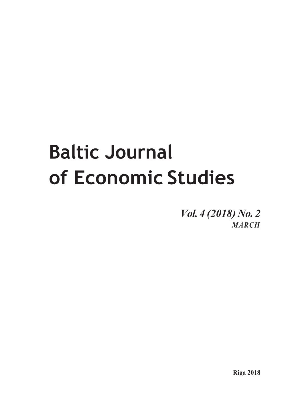 Baltic Journal of Economic Studies