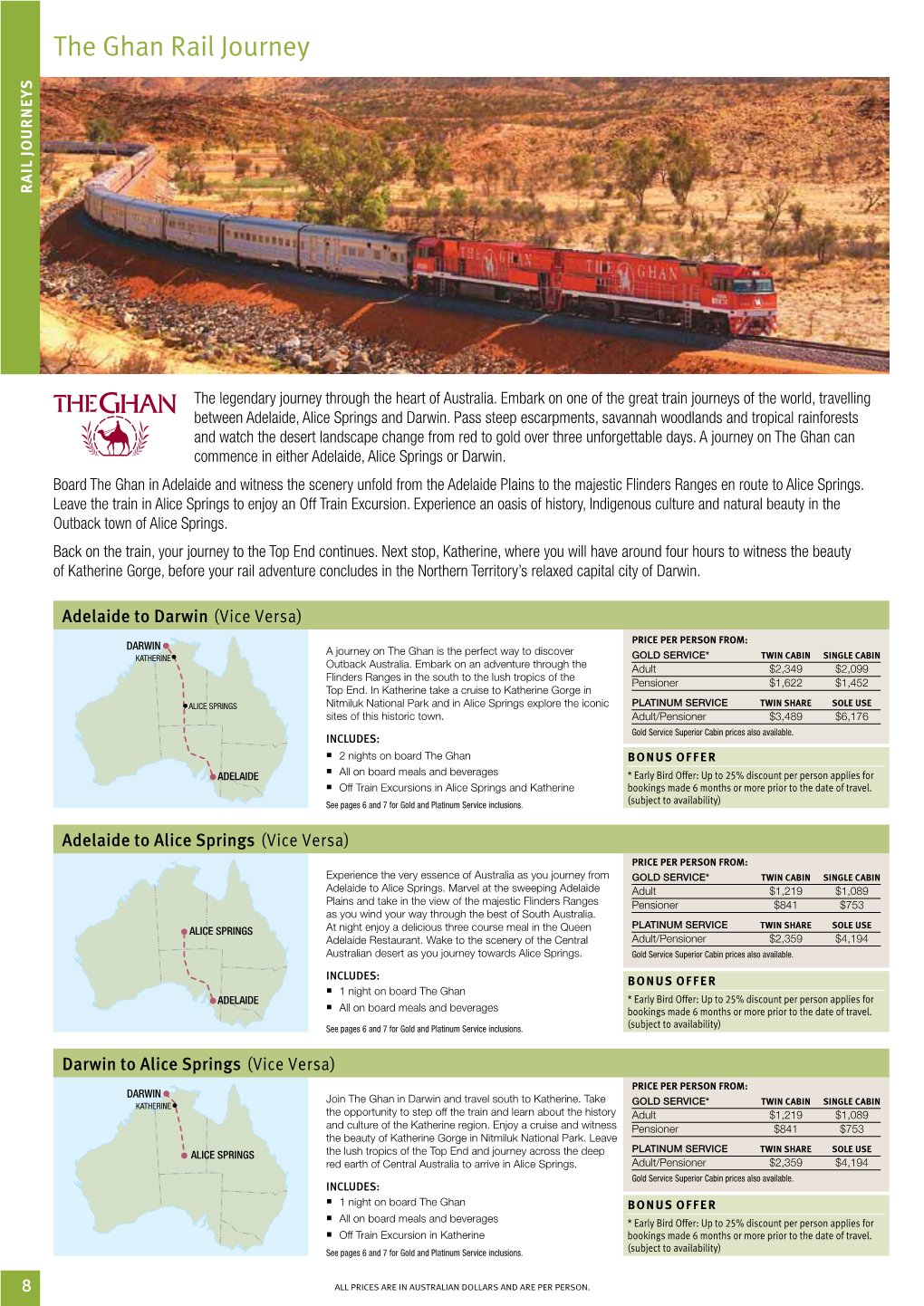 The Ghan Rail Journey Rail Jou R Neys