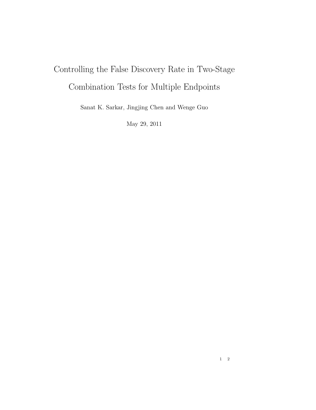 Controlling the False Discovery Rate in Two-Stage Combination Tests for Multiple Endpoints