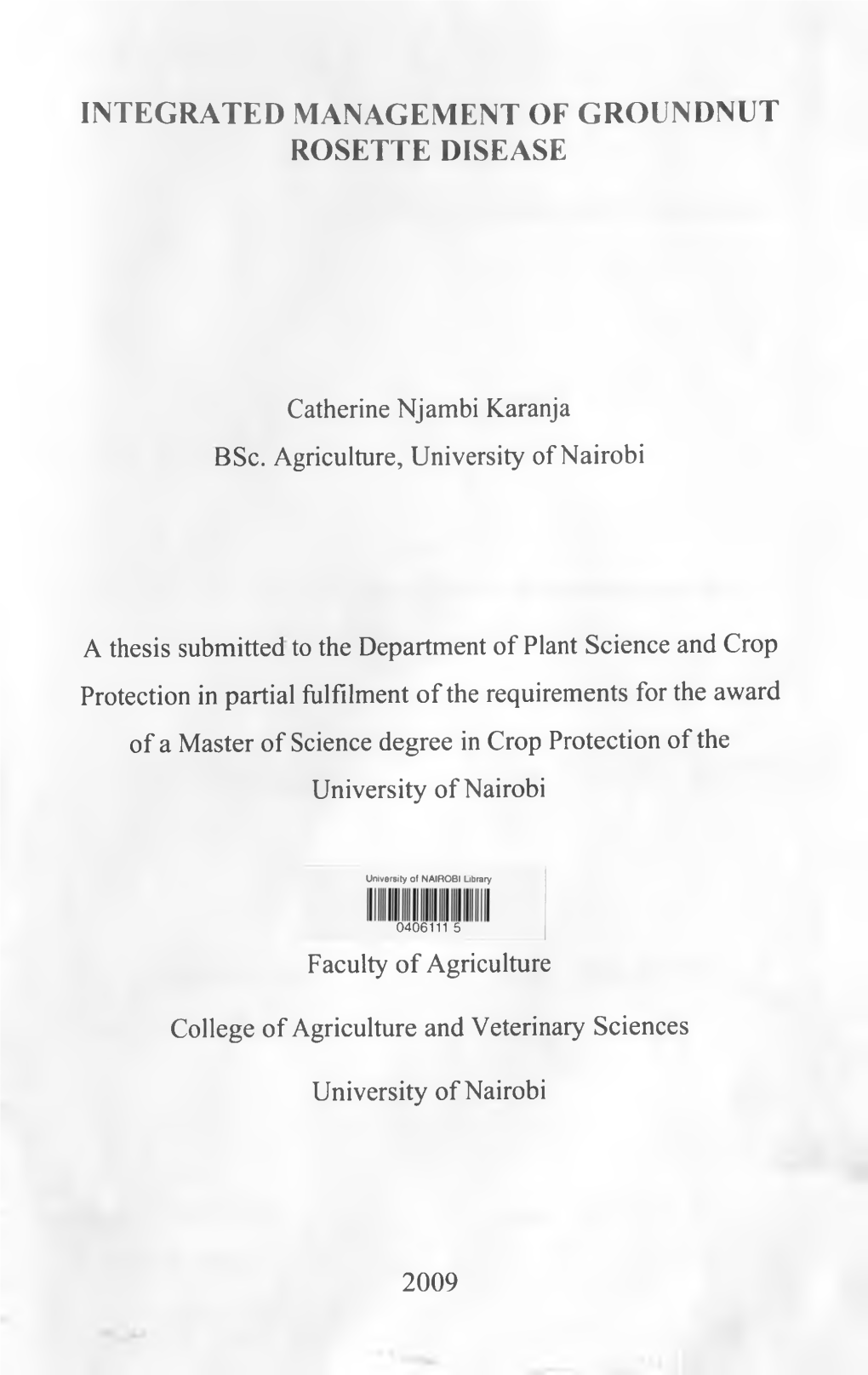 Integrated Management of Groundnut Rosette Disease