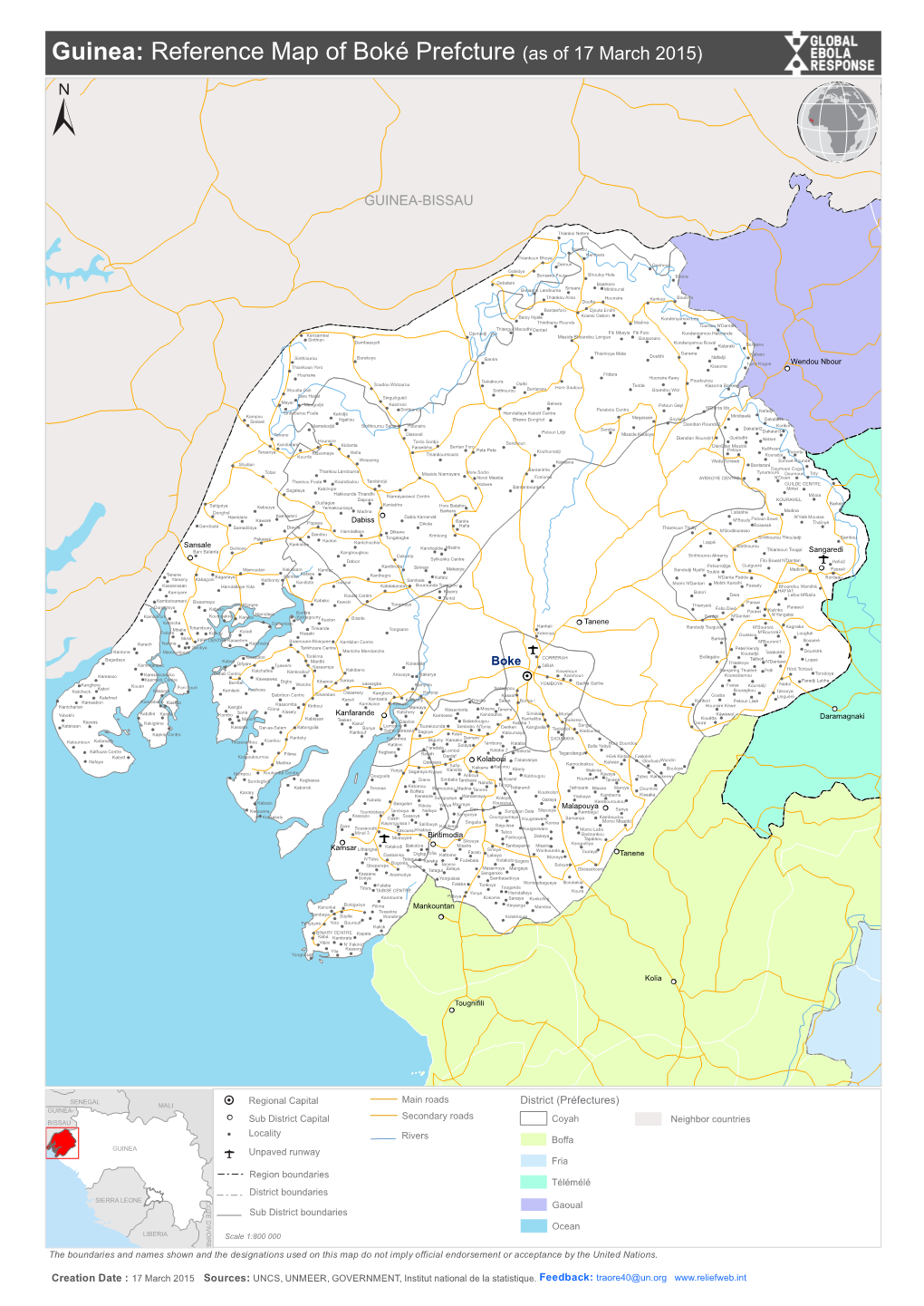 Guinea: Reference Map of Boké Prefcture (As of 17 March 2015)