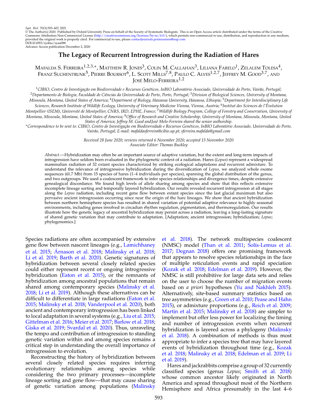 The Legacy of Recurrent Introgression During the Radiation of Hares