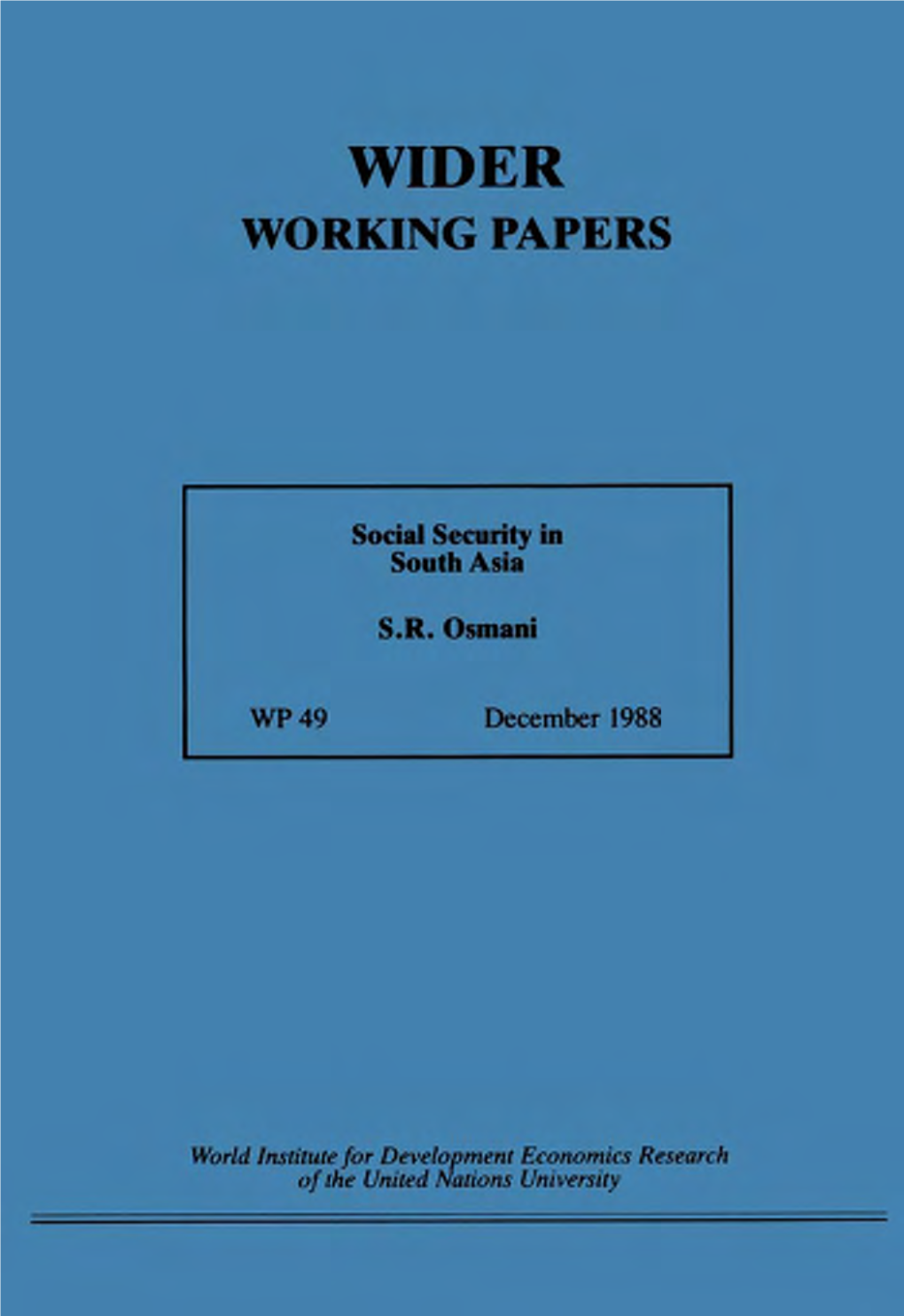 Social Security in South Asia