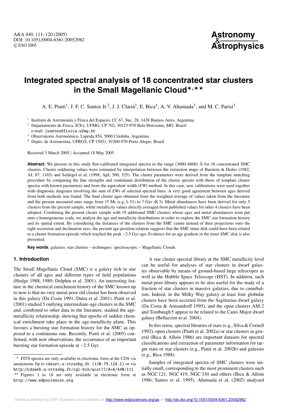 Integrated Spectral Analysis of 18 Concentrated Star Clusters in the Small Magellanic Cloud�,