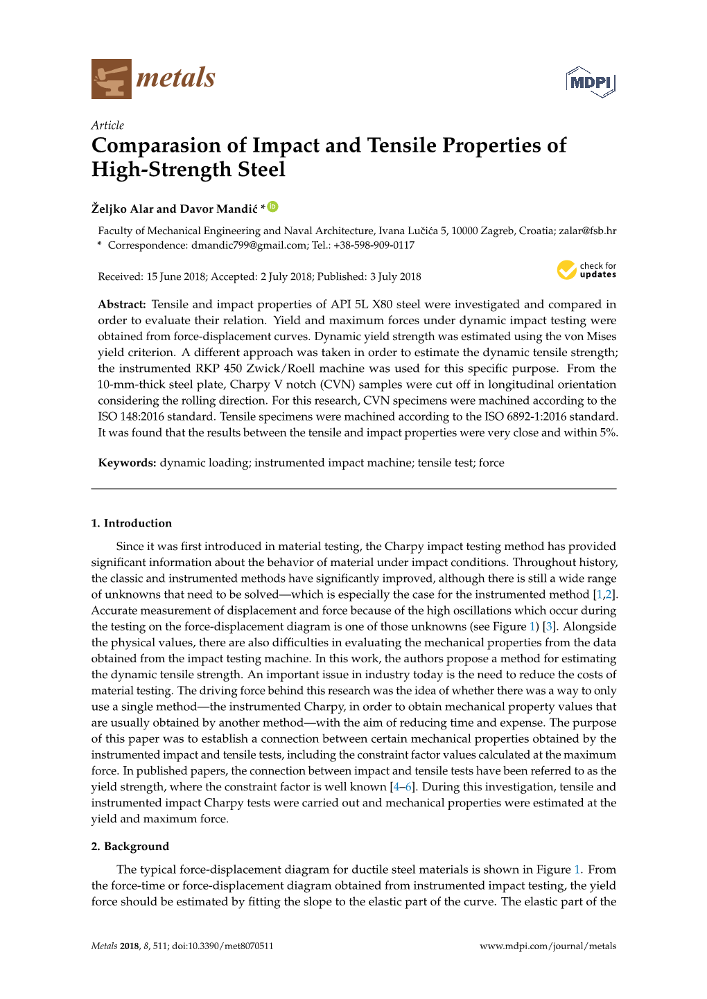 Comparasion of Impact and Tensile Properties of High-Strength Steel