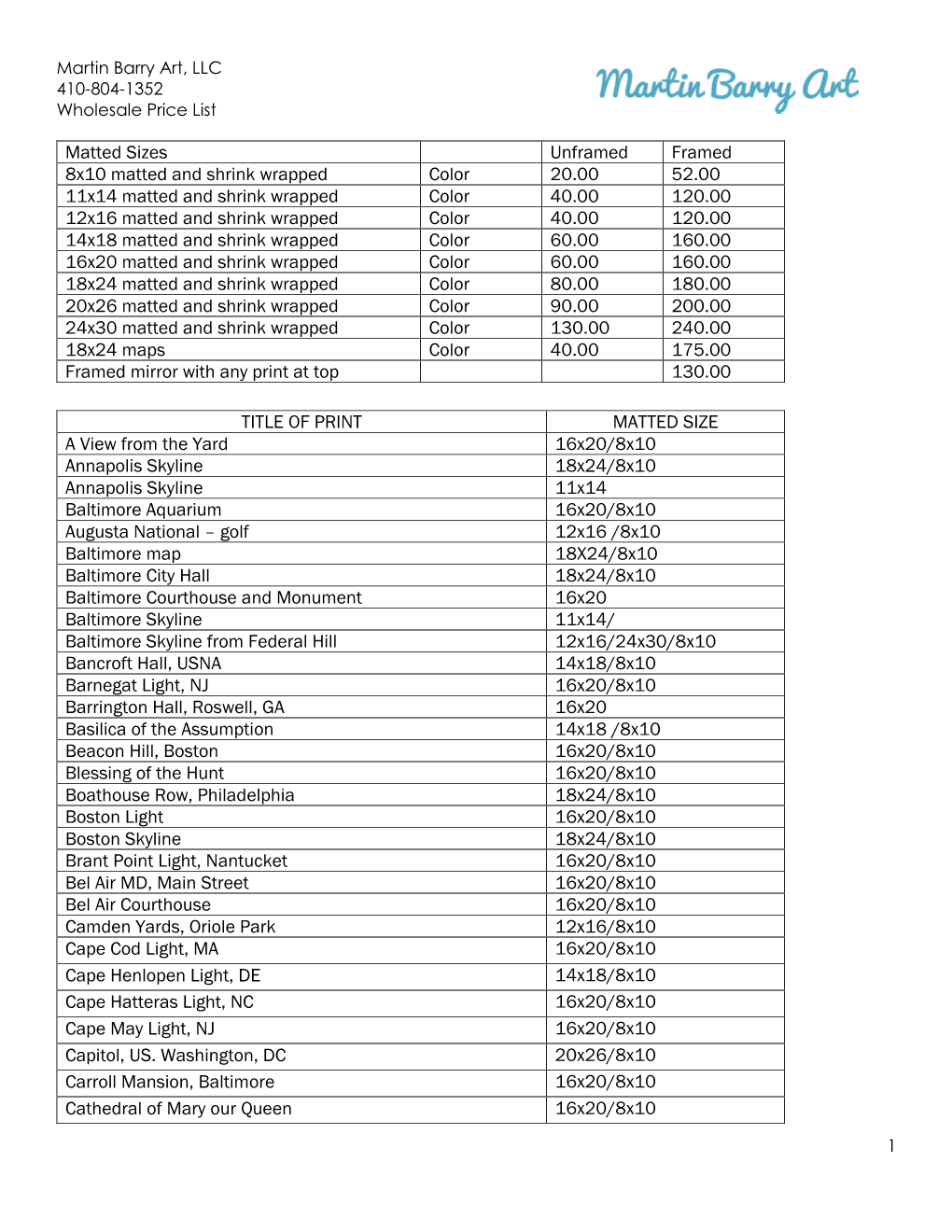 To Download Price List (Pdf)