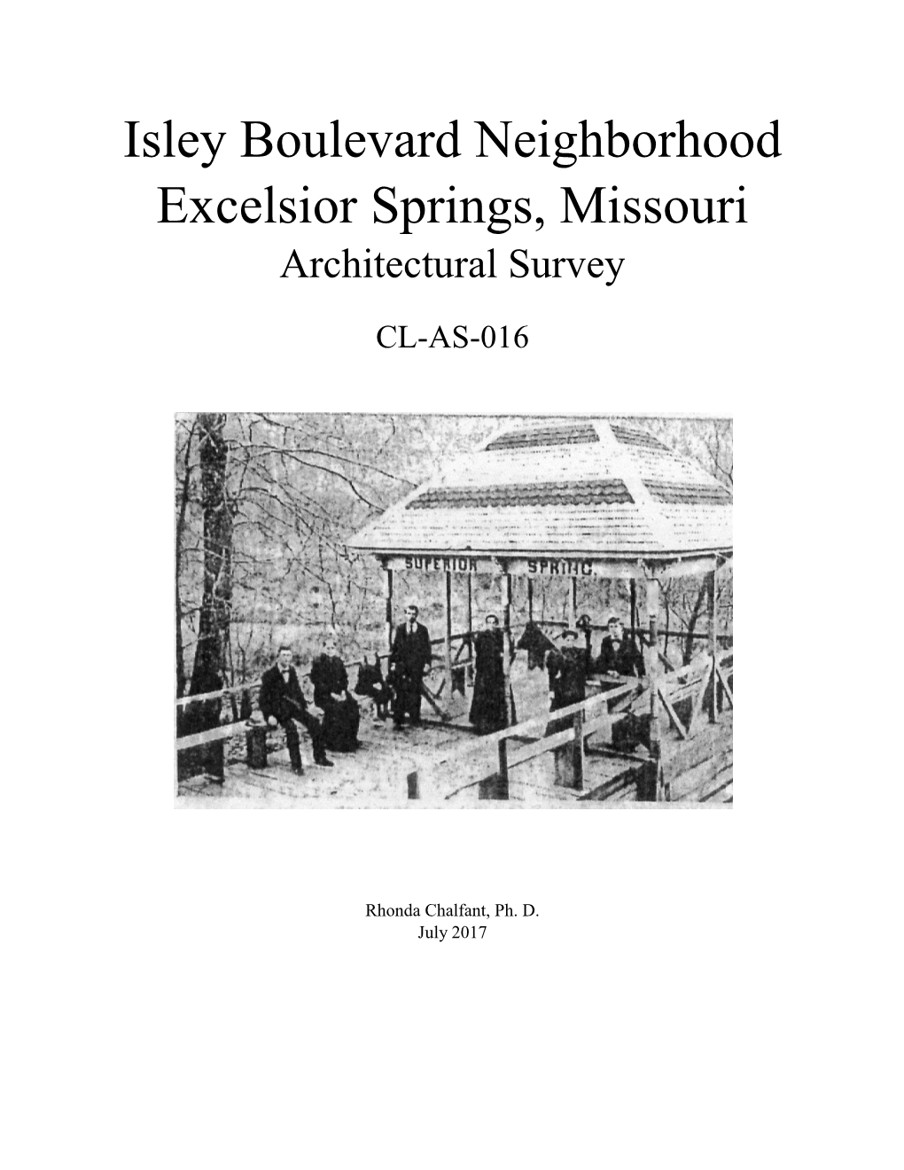 Isley Boulevard Neighborhood Architectural Survey Report