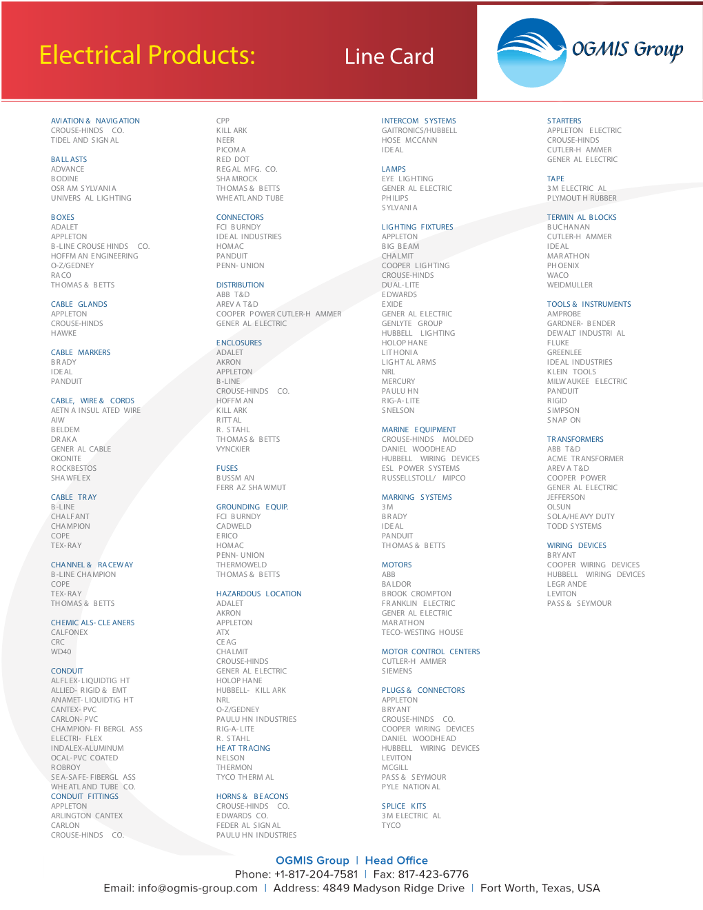 Electrical Products: Line Card