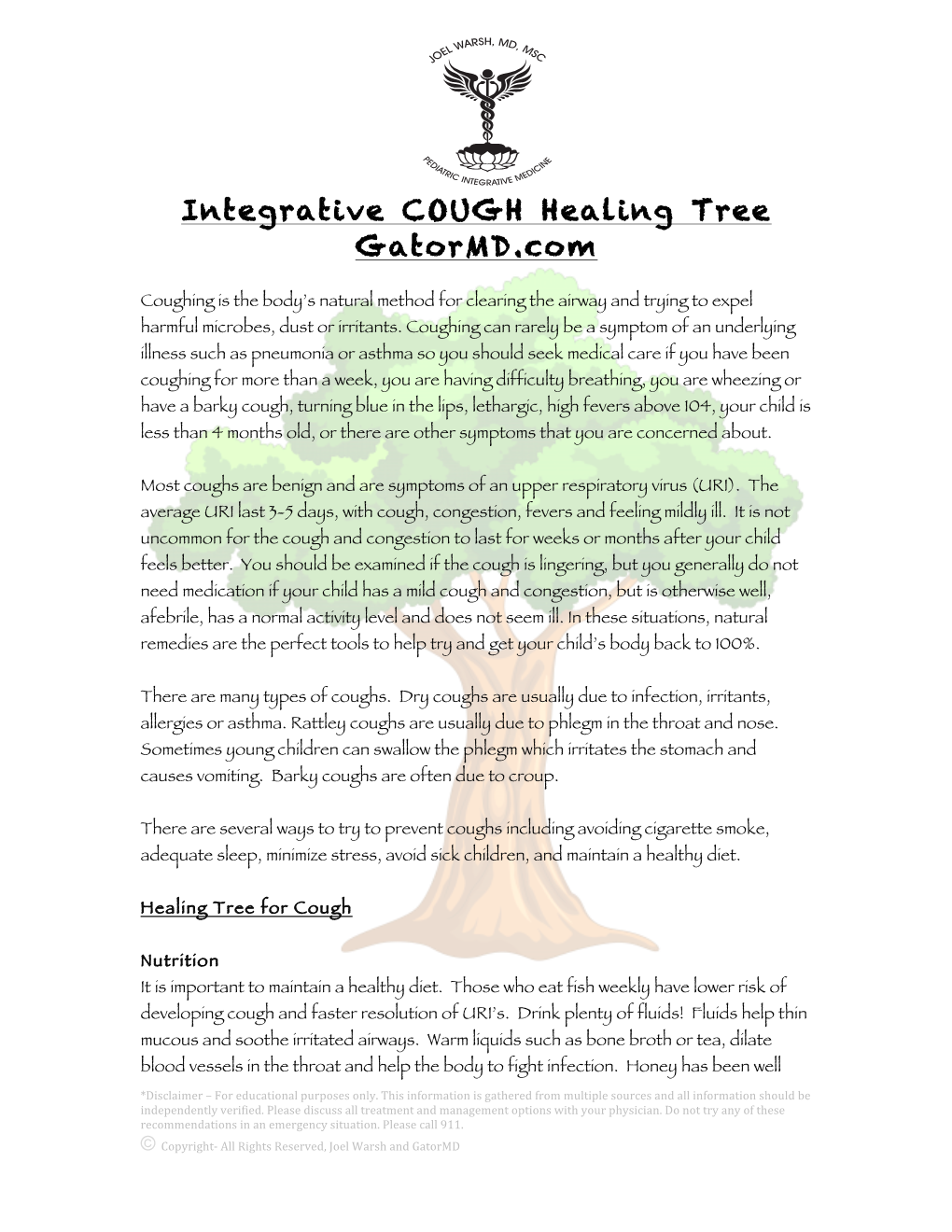Integrative COUGH Healing Tree Gatormd.Com