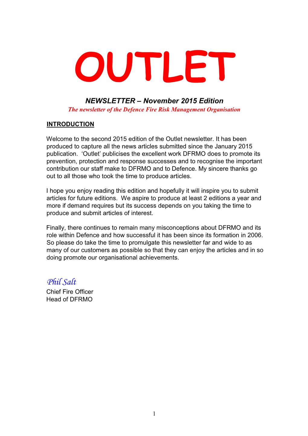 Outlet Newsletter