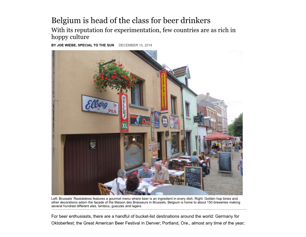 Belgium Is Head of the Class for Beer Drinkers