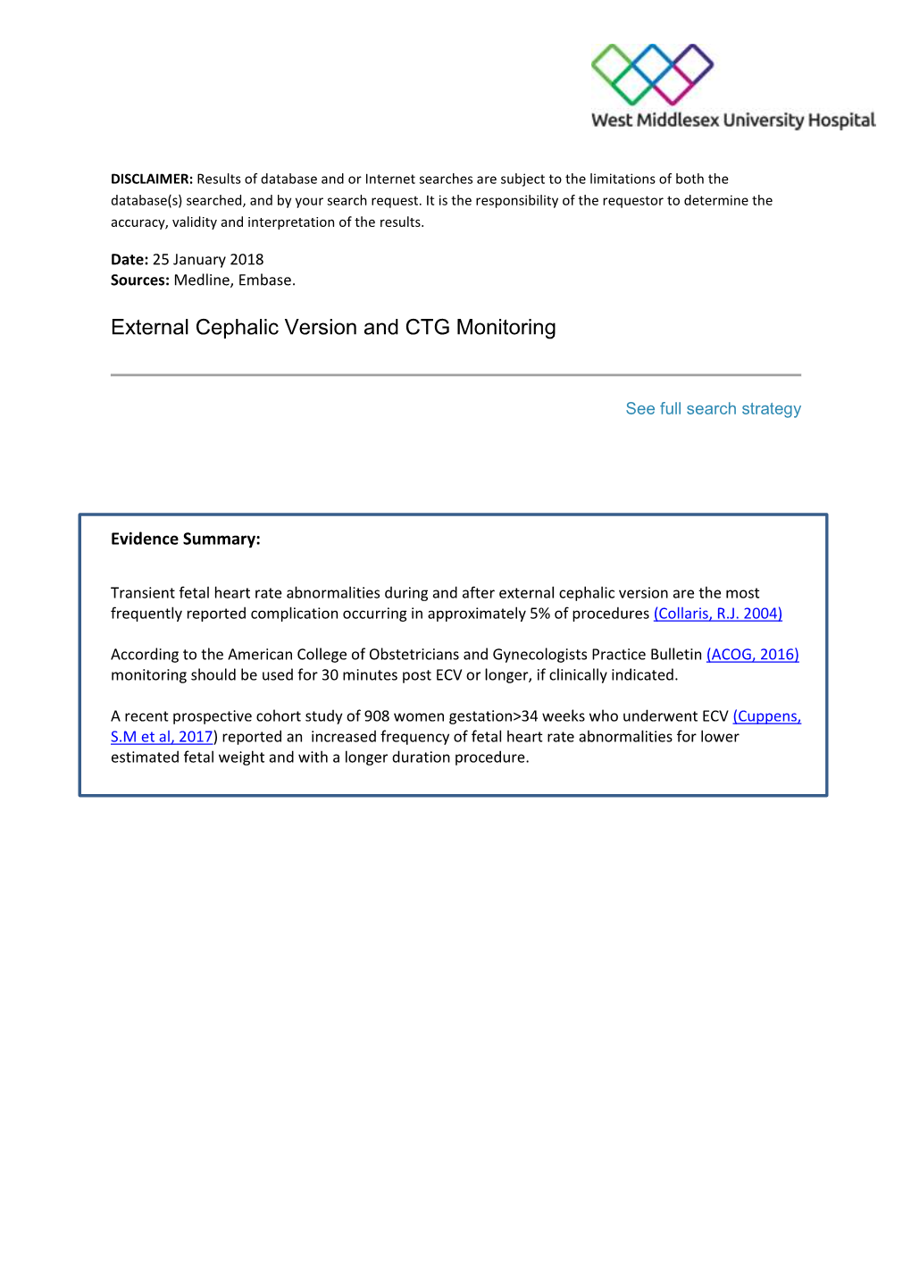 External Cephalic Version and CTG Monitoring