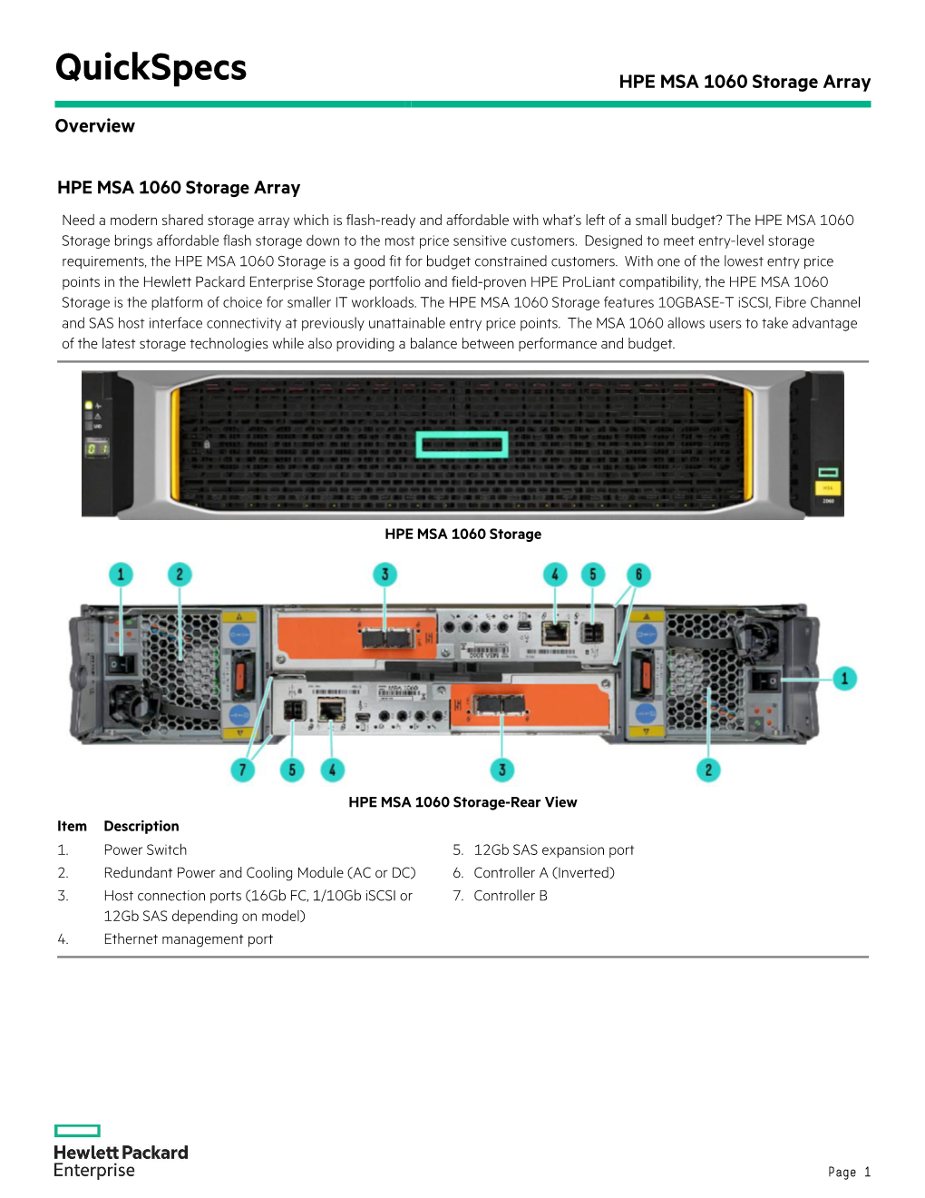 HPE MSA 1060 Storage Array