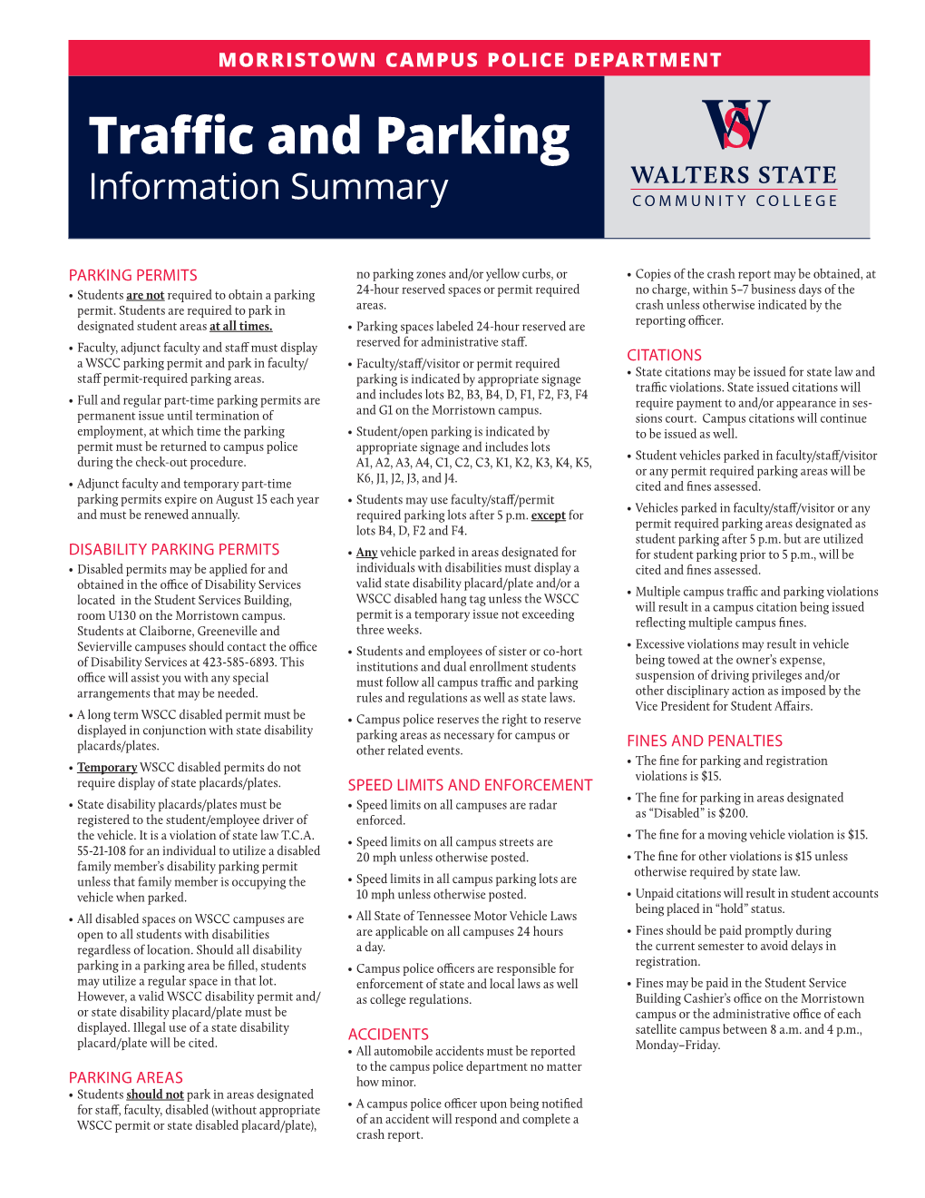 Morristown Campus Traffic and Parking