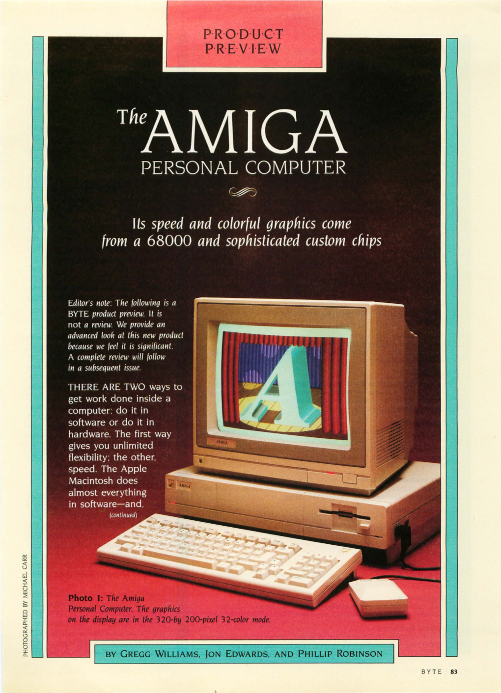 The Amiga Personal Computer, August 1985, BYTE Magazine